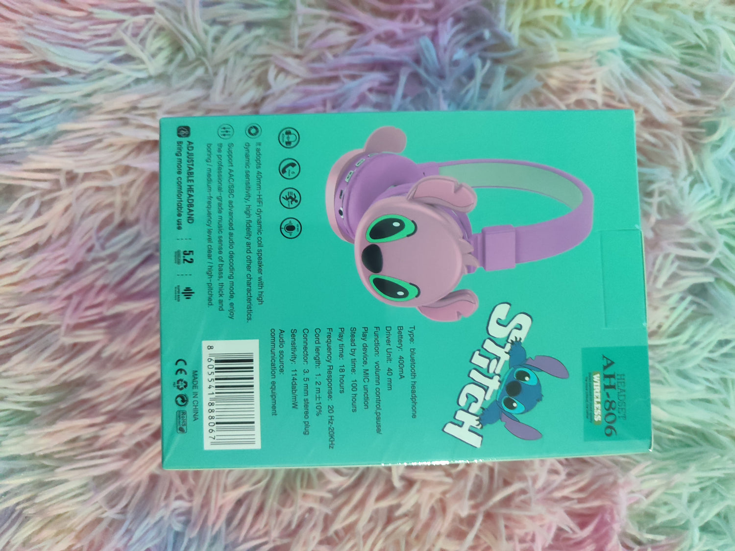 Fones Bluetooth Stitch Disney - Áudio Sem Fios para Crianças